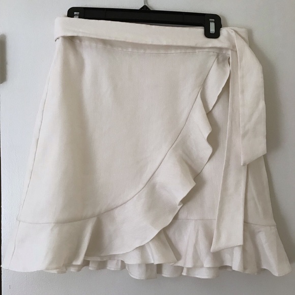 White linen mini wrap skirt Clearance
